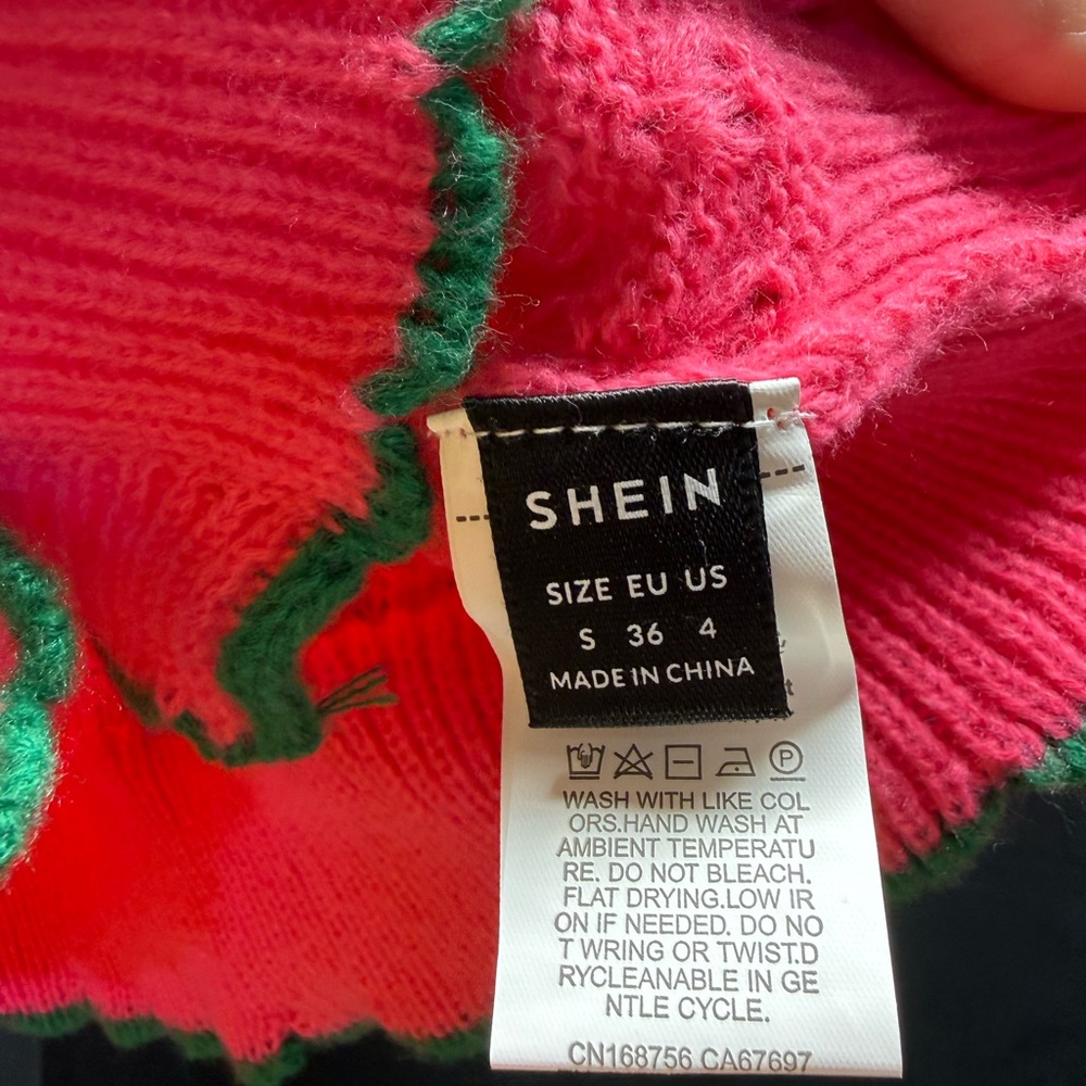 SHEIN Fuchsia Cardigan with Olive Trim Sz S (12QT) - Picture 3 of 4